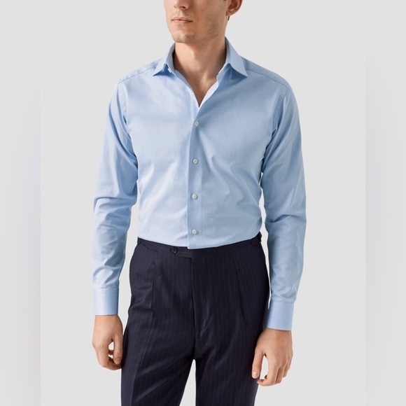 Eton White / Blue Dotted Dobby Dress Shirt 4417.5